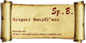 Szigeti Benjámin névjegykártya